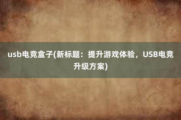 usb电竞盒子(新标题：提升游戏体验，USB电竞升级方案)