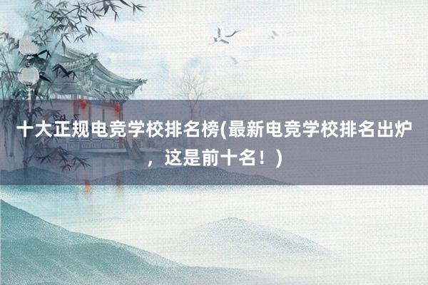 十大正规电竞学校排名榜(最新电竞学校排名出炉，这是前十名！)