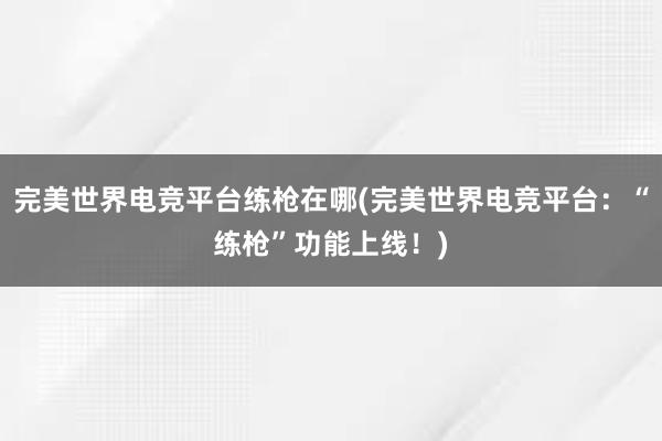 完美世界电竞平台练枪在哪(完美世界电竞平台：“练枪”功能上线！)