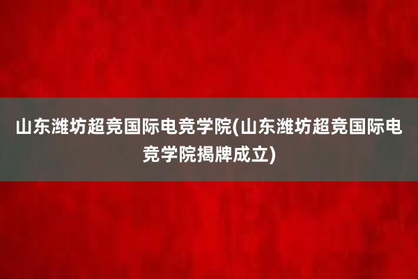 山东潍坊超竞国际电竞学院(山东潍坊超竞国际电竞学院揭牌成立)