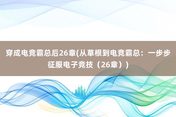 穿成电竞霸总后26章(从草根到电竞霸总：一步步征服电子竞技（26章）)