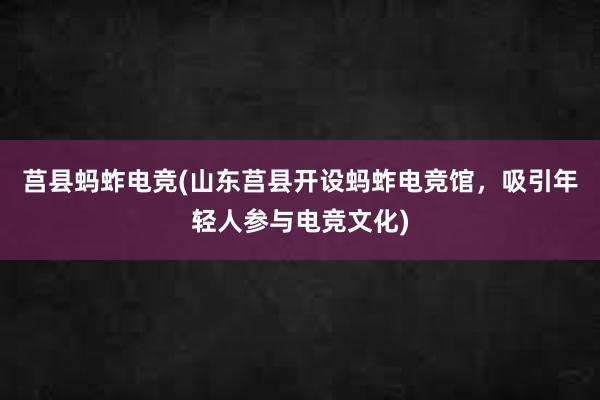 莒县蚂蚱电竞(山东莒县开设蚂蚱电竞馆，吸引年轻人参与电竞文化)