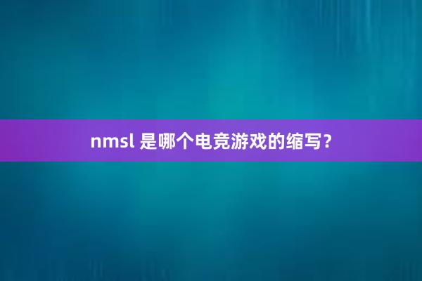 nmsl 是哪个电竞游戏的缩写？