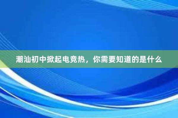 潮汕初中掀起电竞热，你需要知道的是什么