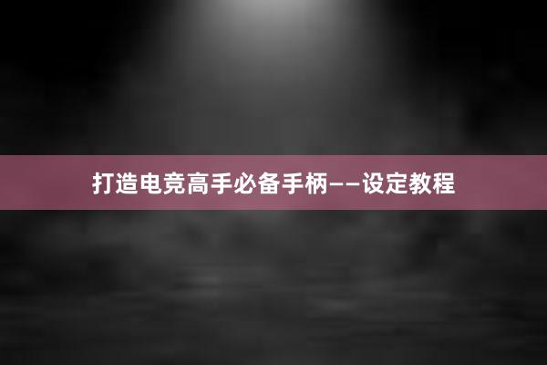 打造电竞高手必备手柄——设定教程