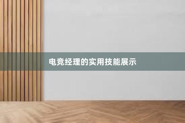 电竞经理的实用技能展示