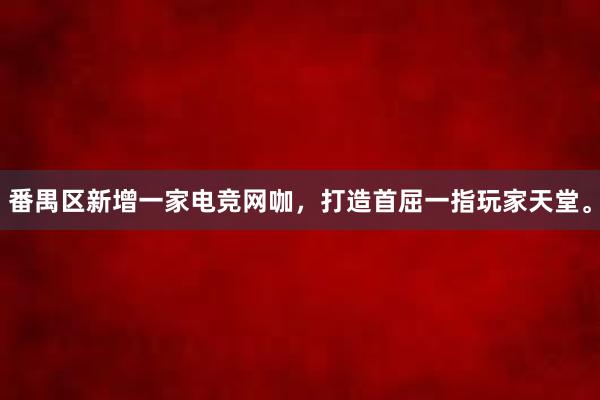 番禺区新增一家电竞网咖，打造首屈一指玩家天堂。